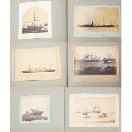 213 - An album of thirty-six albumen whole plate prints of steam ships built in the mid 19th Century,:- sh... 