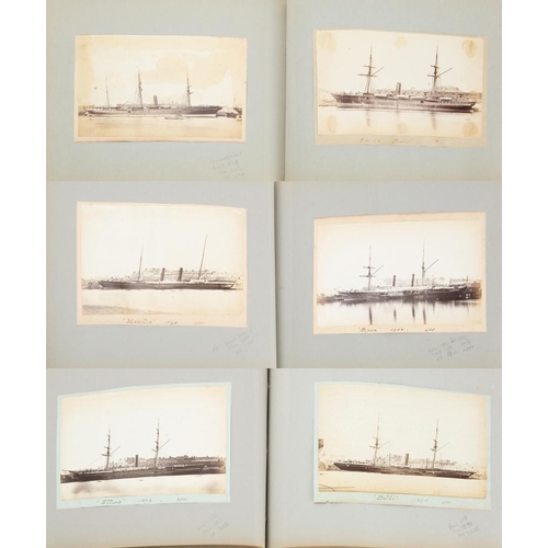 213 - An album of thirty-six albumen whole plate prints of steam ships built in the mid 19th Century,:- sh... 