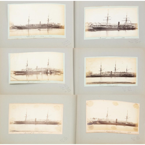 213 - An album of thirty-six albumen whole plate prints of steam ships built in the mid 19th Century,:- sh... 