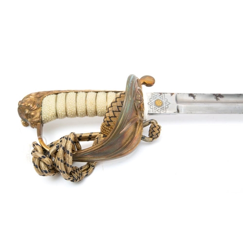 230 - An Edward VII Royal Navy regulation pattern officer's dress sword by S W Silver & Co, Portsmouth: th... 