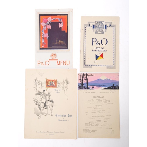 231 - A passenger list and two menus for the P&O passenger ship SS 'Cathy' circa 1936: together with a Bri... 