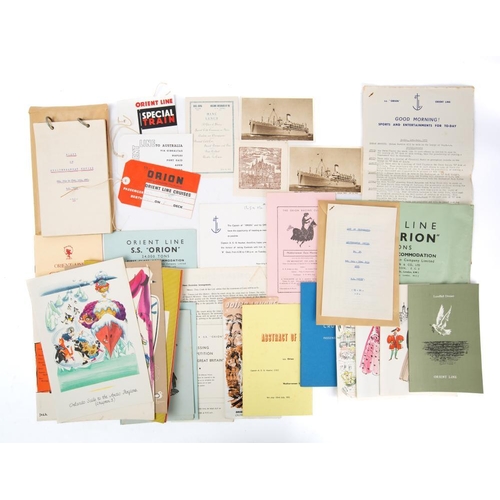 239 - A collection of 1950s Orient Line ephemera for SS 'Orion' and SS 'Orsova':  comprising SS 'Orion Med... 