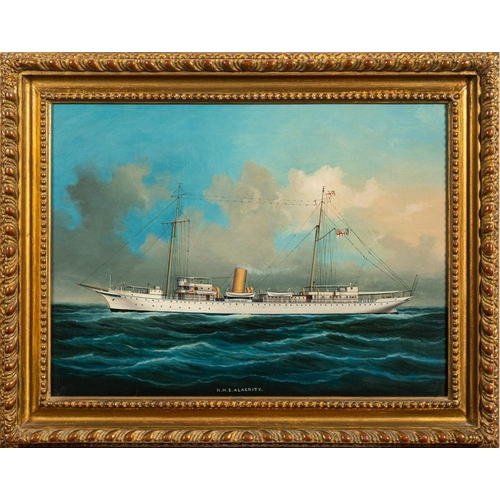 284 - Anglo/Chinese School 20th Century-  H.M.S. Alacrity,:- oil on canvas, 30 x 40cm.