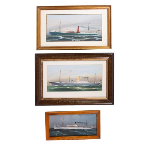 292 - H. Crane (c1922) A group of three watercolour and gouache ship portraits: 'CS Colonia', 17x 34cm, 'S... 