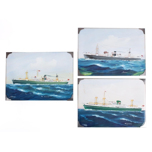 293 - H. Crane (c1922) A group of three watercolour and gouache ship portraits: 'M/V 'Daleby', 'Fort Welli... 