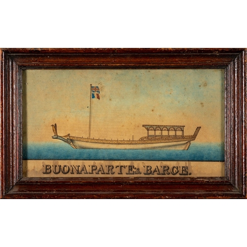 294 - Of Napoleonic Interest - An early 19th century watercolour 'Buonaparte's barge' (sic): unsigned, , 1... 