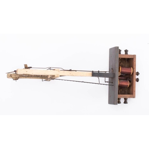 1028 - Bassett Lowke or similar. An O gauge wooden double signal arm: white and black with  double solenoid... 