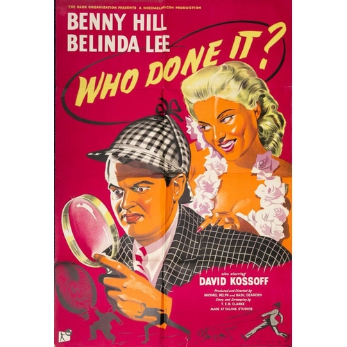 1037 - A single sheet film poster for 'Who Done It?'- Benny Hill & Berlinda Lee (1956): 99 x 68cm: together... 