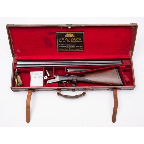 122 - A double barrel 12 Bore boxlock ejector by J & W Tolley:  No. 87818. 28 inch by 2 1/2 inch barrels, ... 