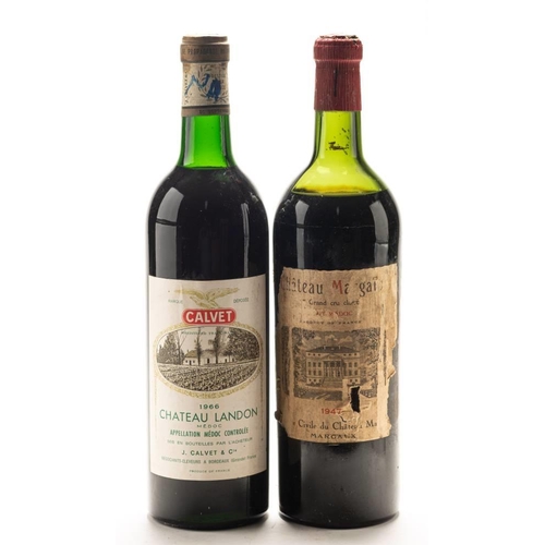 1233 - A bottle of Ch Margaux Grand cru 1947: (mid shoulder) and a bottle of Calvert Ch. Landom 1966 (top s... 