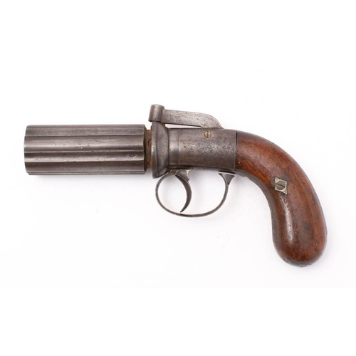 149 - A 19th Century percussion cap pepperbox pistol: unsigned, the 3 1/4 inch barrel wit proof marks to b... 