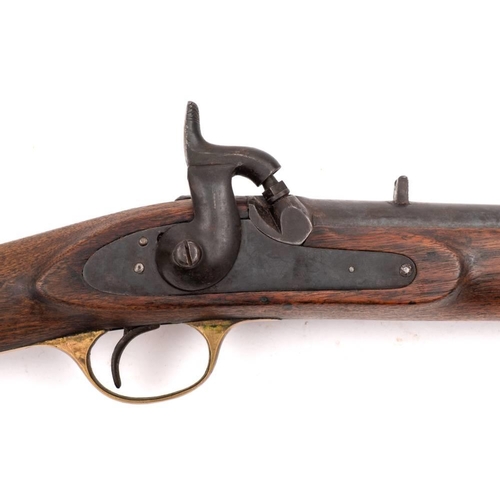 161 - A late 19th/early 20th century Enfield type percussion cap carbine: unsigned, the 21 inch double ban... 