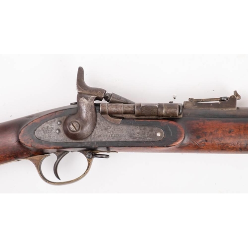 164 - A Victorian Enfield Snider 1867 pattern .577 calibre rifle:, the triple banded barrel with fore and ... 