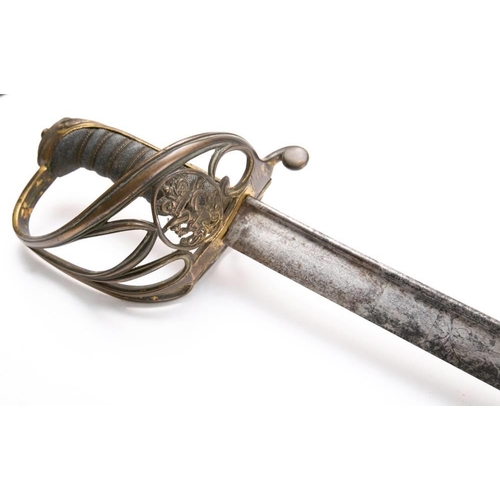 170 - A George IV 1822 pattern British Infantry sword: the slightly curved pipe backed blade with acid etc... 