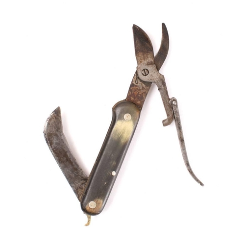 202 - A Victorian Gardener's folding knife and secatuers by Bonsa: with horn mounts.