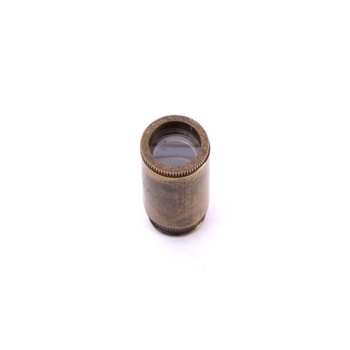 257 - A WWII RAF/ SOE miniature brass telescope: single draw,  3.2cm closed, 4.2cm extended.   *Notes- Dev... 