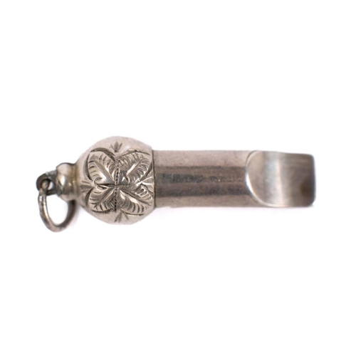 259 - A small whitemetal  fob whistle :together with a small Acme pattern whistle with dog armorial and tw... 