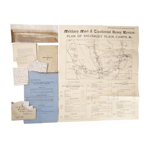 263 - Of WWI Interest. A collection of photographs and ephemera relating to OTC training at Tidworth circa... 