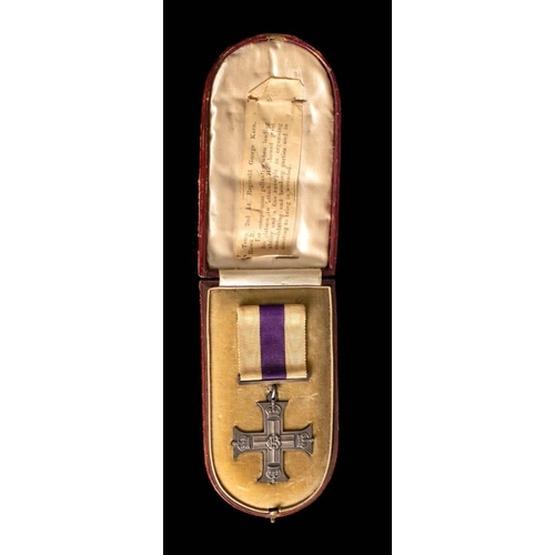 310 - An unnamed George V Military Cross in case of issue: newspaper cutting  pinned to interior of case f... 