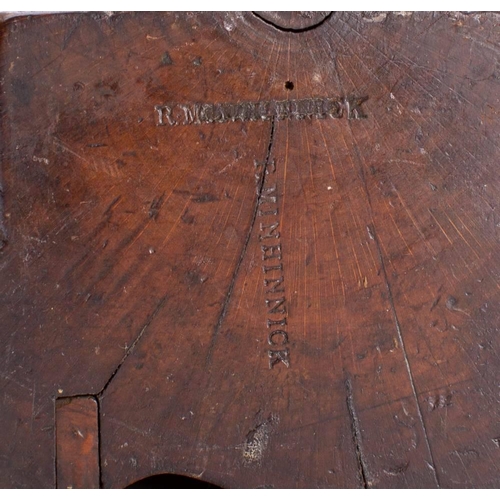 471 - A late 18th century two man cornice plane:  stamped 'R Minhinnick' with Jowett steel blade and hole ... 