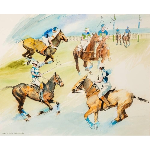 590 - British School 20th Century - A polo scene,:- lithograph, instinctual signed and numbered 182/250, t... 