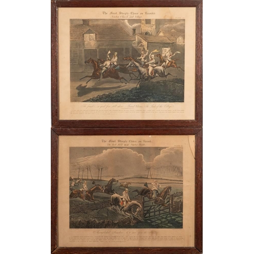 592 - After Henry Alken, The First Steeple Chase:, four oak framed prints.