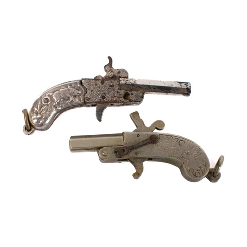 64 - WITHDRAWN LOT  A late 19th/ early 20th Century Austrian miniature fob chain pin fire pistol: with bo... 