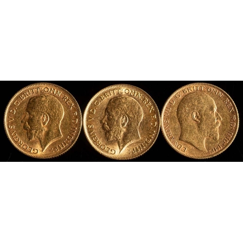 701 - Three sovereigns 1906, 1911 & 1912.: