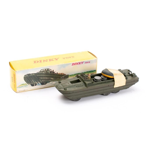 864 - French Dinky Military 825 DUKW Amphibious Vehicle: drab green with painted driver figure, three oil ... 