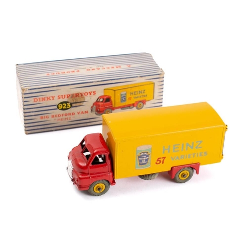 900 - Dinky 923 Big Bedford Van 'Heinz Varieties': red cab and chassis with yellow body, grey treaded tyre... 