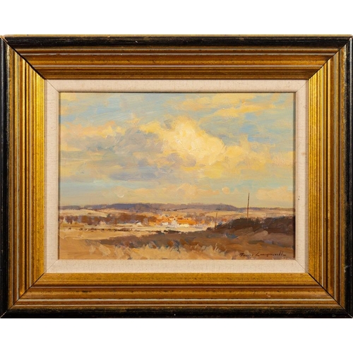 140 - * James Longueville [b.1942]- Winter Fields, Burham Thorpe, Norfolk,:- signed bottom right oil on bo... 