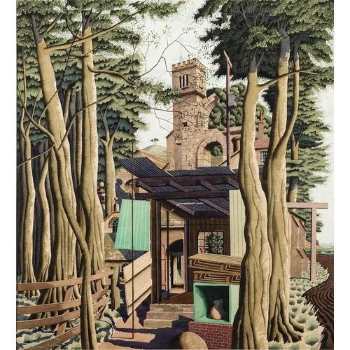 144 - * Simon Palmer [b.1956]- The Wooded Labyrinth,:- signed bottom left watercolour, ink and gouache, 74... 