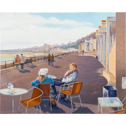 15 - *Peter Barrett [b.1935]- Gentlemen in discussion, Clifton Kiosk, Weston Super Mare; Coffee in The Su... 