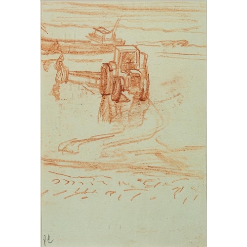 24 - * Peter Godfrey Coker [1926-2004]- Study of boats and tractors, Quiberville III,:- signed with initi... 