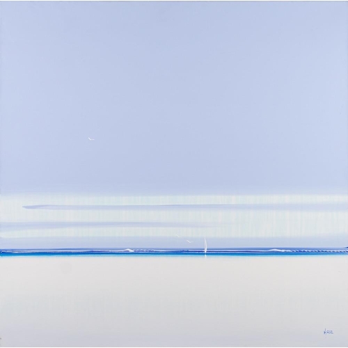 27 - * Henderson Cisz [b.1960]- Calm beach,:- signed, oil on canvas,  101 x 101cm, unframed.