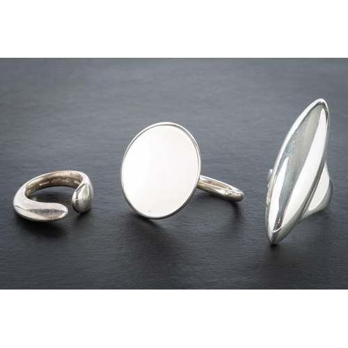 40 - Three silver rings by Georg Jensen: including a ring by Jacqueline Rabun, model number 450, with pos... 