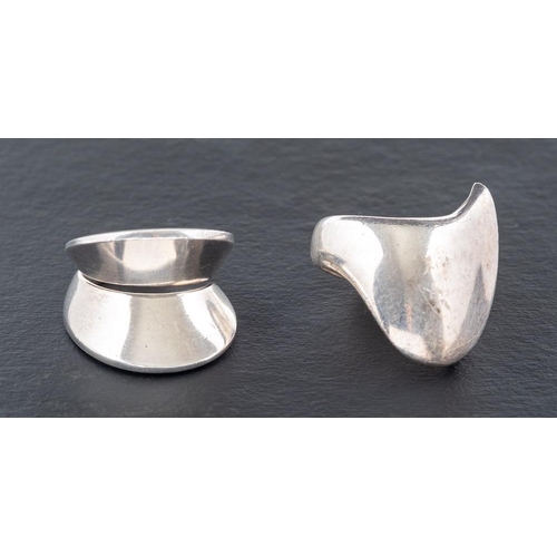 41 - Nanna Ditzel for Georg Jensen, two silver rings, including model number 91, designed 1955, with impo... 