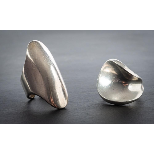 51 - Two silver rings: including: a ring by Allan Scharff for Hans Hansen produced by Georg Jensen, stamp... 