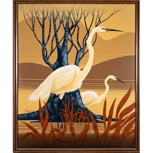 8 - * Franco [Contemporary]- Storks,:- a pair, signed FRANCO oils on canvas, each 110 x 90cm. [2]