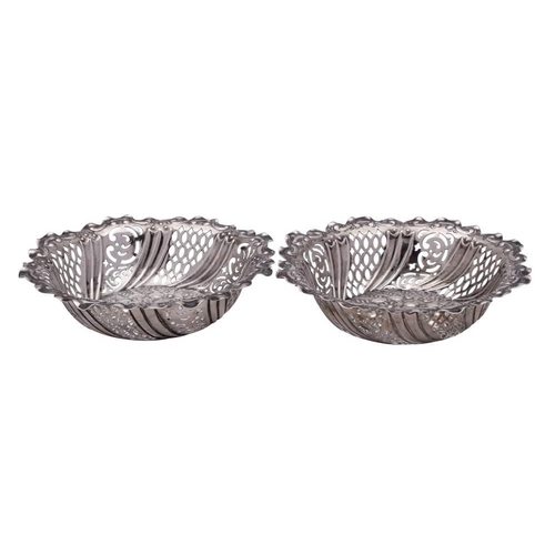 118 - A matched pair of Victorian silver bon bon dishes, maker Horace Woodward & Co, London, 1892/94: of c... 