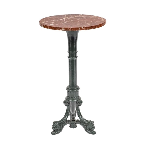 2348 - A Victorian painted cast iron and marble topped circular conservatory table, basically late 19th cen... 