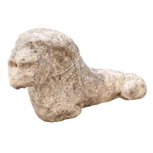 2350 - A sculpted limestone model of a lion, probably 15th / 16th century, previously presumably a column b... 