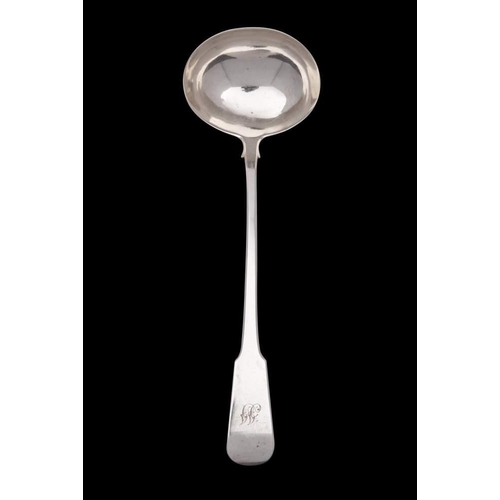 41 - A George III silver Fiddle pattern soup ladle, maker Alice & George Burrows II, London, 1809: initia... 