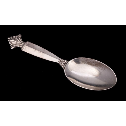 46 - A Georg Jensen, a silver Acanthus pattern caddy spoon, stamped marks: bears import marks, 10.7cm lon... 