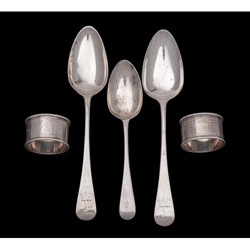 54 - A pair of George III silver Old English pattern tablespoons, maker Stephen Adams II, London, 1799: c... 