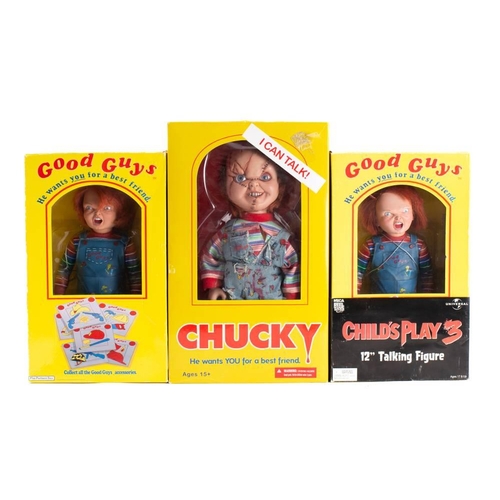 1347 - Real Toys. 12 inch A boxed talking 'Chucky' doll: together with two other boxed Chucky dolls' (3)