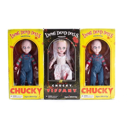 1348 - Living Doll Toys (Mezco)  Two boxed 'Chucky' dolls and a Bride of Chucky 'Tiffany' Doll: (3)