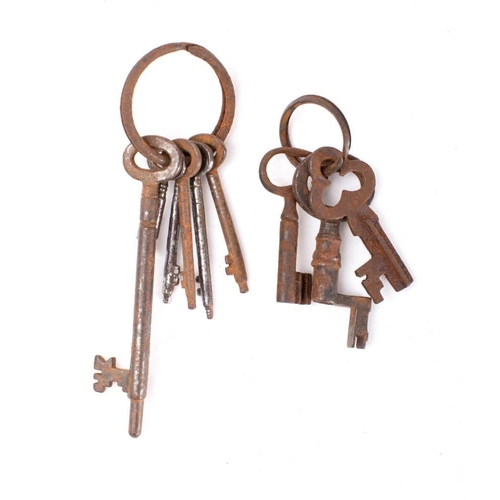 166 - Nine various keys including a cranked key  with plain bow: (9)