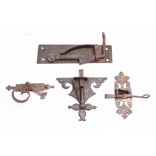 219 - A group of four steel door latches, 17th century and later (4)