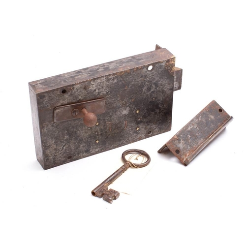 225 - An early 19th century iron and steel double throw tumbler lock by Barron, London: the mortice stampe... 